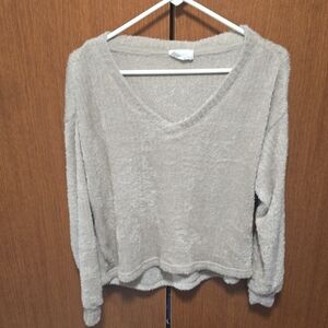 Cozy Taupe Fuzzy V-Neck Loungewear SET